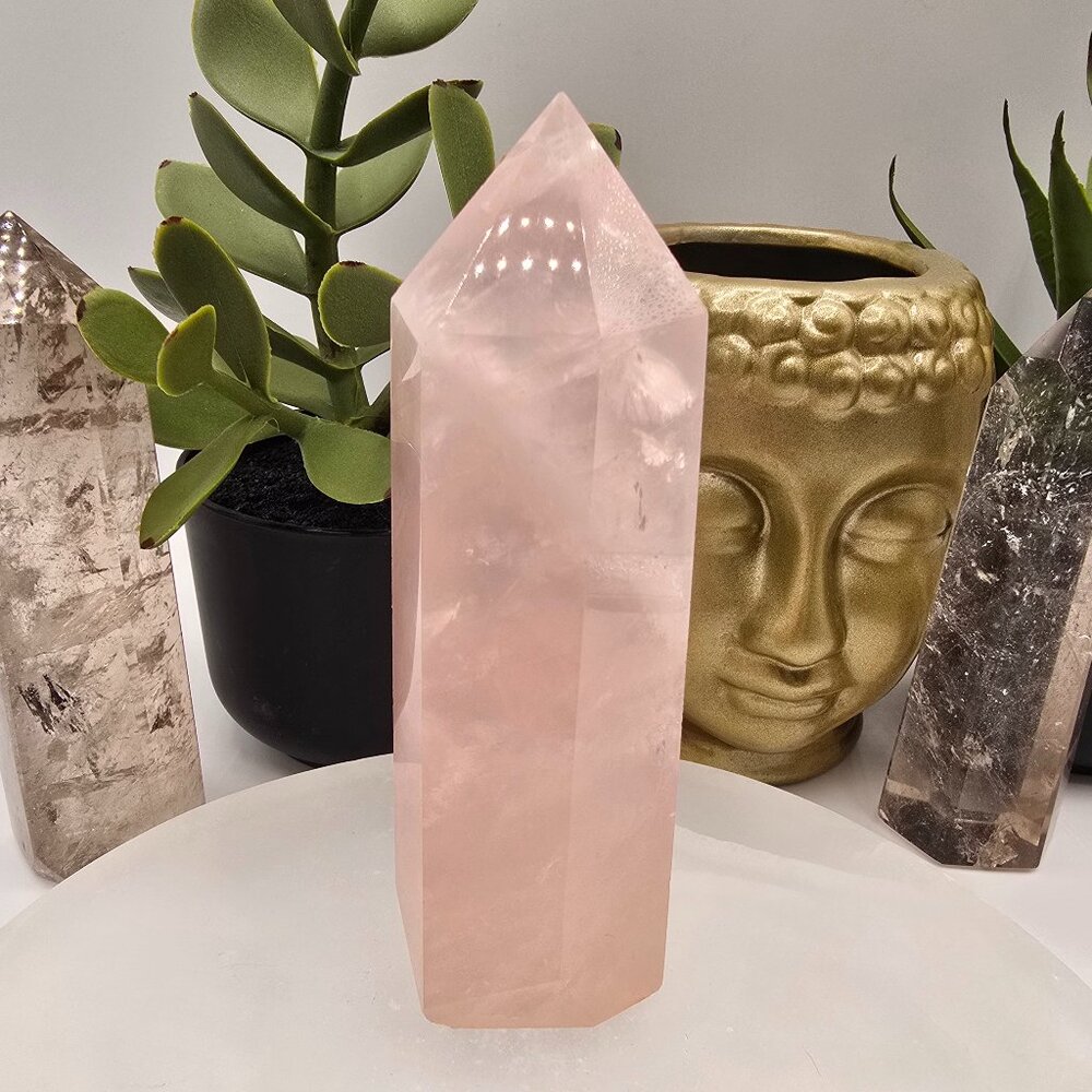 Polished Rose Quartz Tower — Emotional Balance & Calm ✨